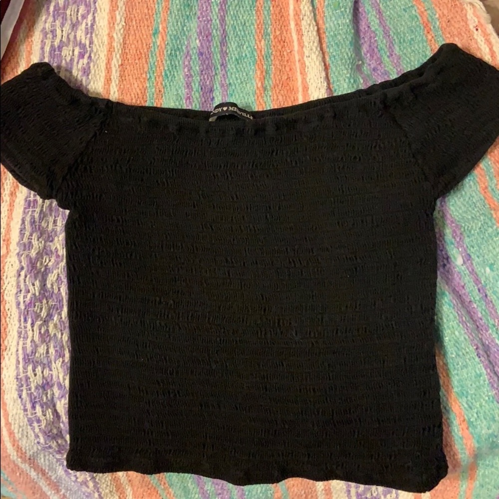 brandy melville black off the shoulder top